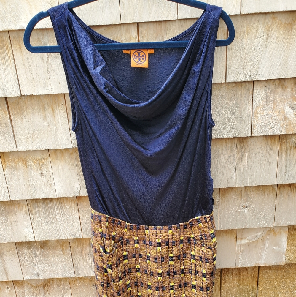 Tory Burch navy and orange dress